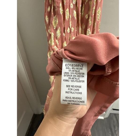 Altar'd State Dusty Coral Metallic Maxi Dress size Small - Picture 6 of 9